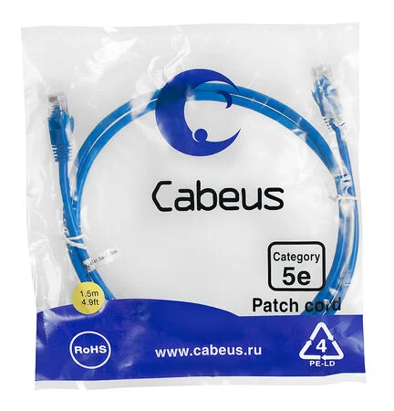 Патч-корд Cabeus PC-UTP-RJ45-Cat.5e-1.5m-BL (7693c)