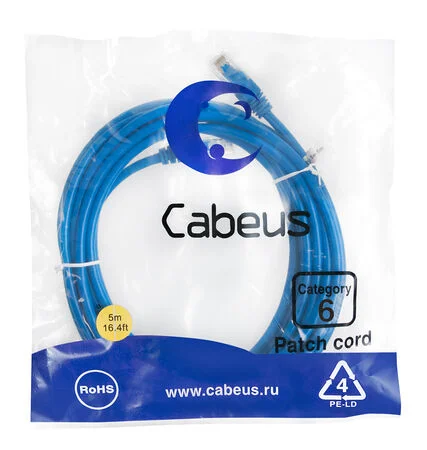 Патч-корд Cabeus PC-UTP-RJ45-Cat.6-5m-BL (8681c)