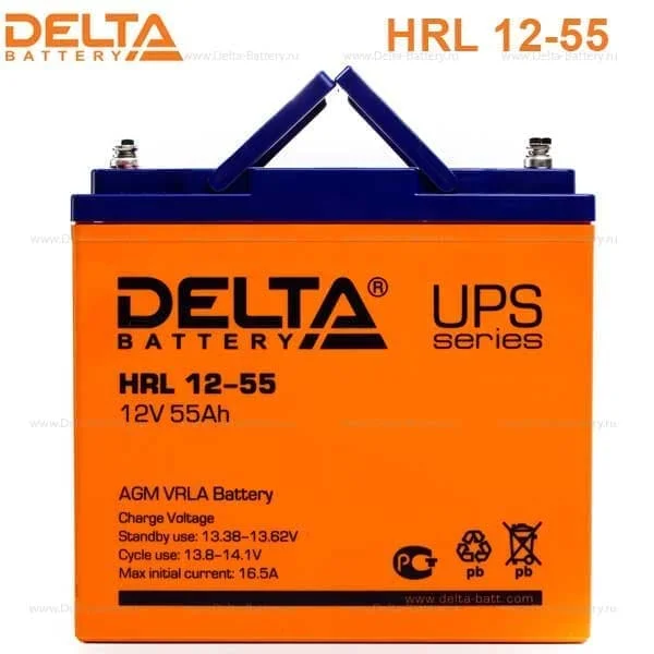 Аккумулятор Delta HRL 12-55 Х AGM (12 В / 55 Ач)