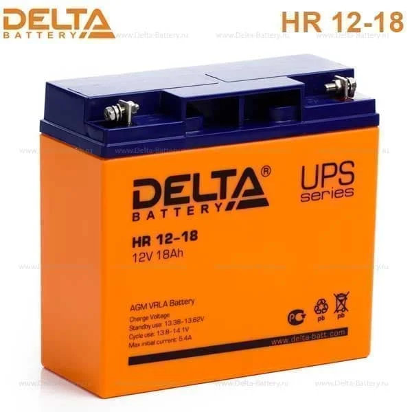 Аккумулятор Delta HR 12-18 AGM (12 В / 18 Ач)