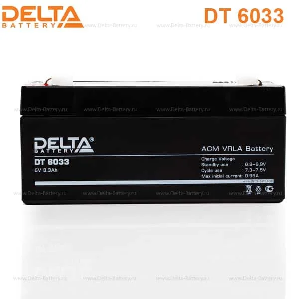 Аккумулятор Delta DT 6033 AGM (6 В / 3,3 Ач)