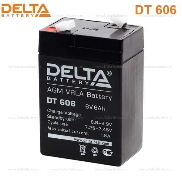 Аккумулятор Delta DT 606 AGM (6 В / 6 Ач)