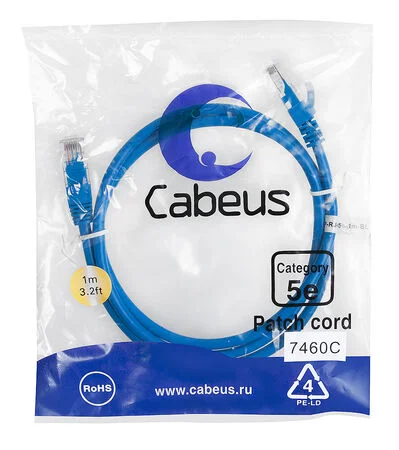 Патч-корд Cabeus PC-UTP-RJ45-Cat.5e-1m-BL (7460c)