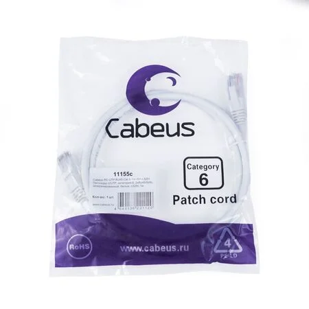 Патч-корд Cabeus PC-UTP-RJ45-Cat.6-1m-WH-LSZH (11155c)
