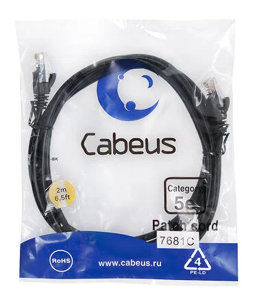 Патч-корд Cabeus PC-UTP-RJ45-Cat.5e-2m-BK (7681c)