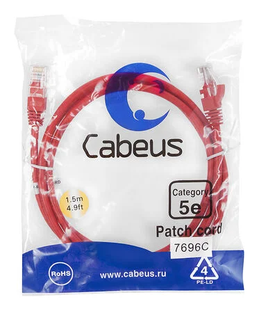 Патч-корд Cabeus PC-UTP-RJ45-Cat.5e-1.5m-RD-LSZH (9514c)
