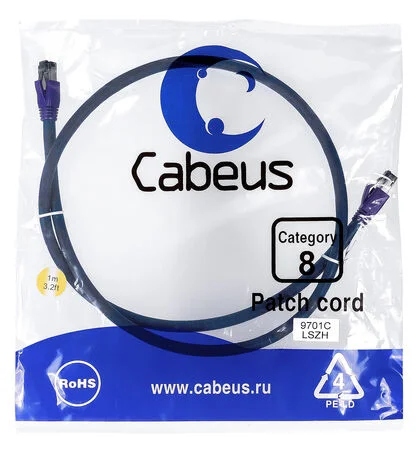 Патч-корд Cabeus PC-SSTP-RJ45-Cat.8-1m-LSZH (9701c)