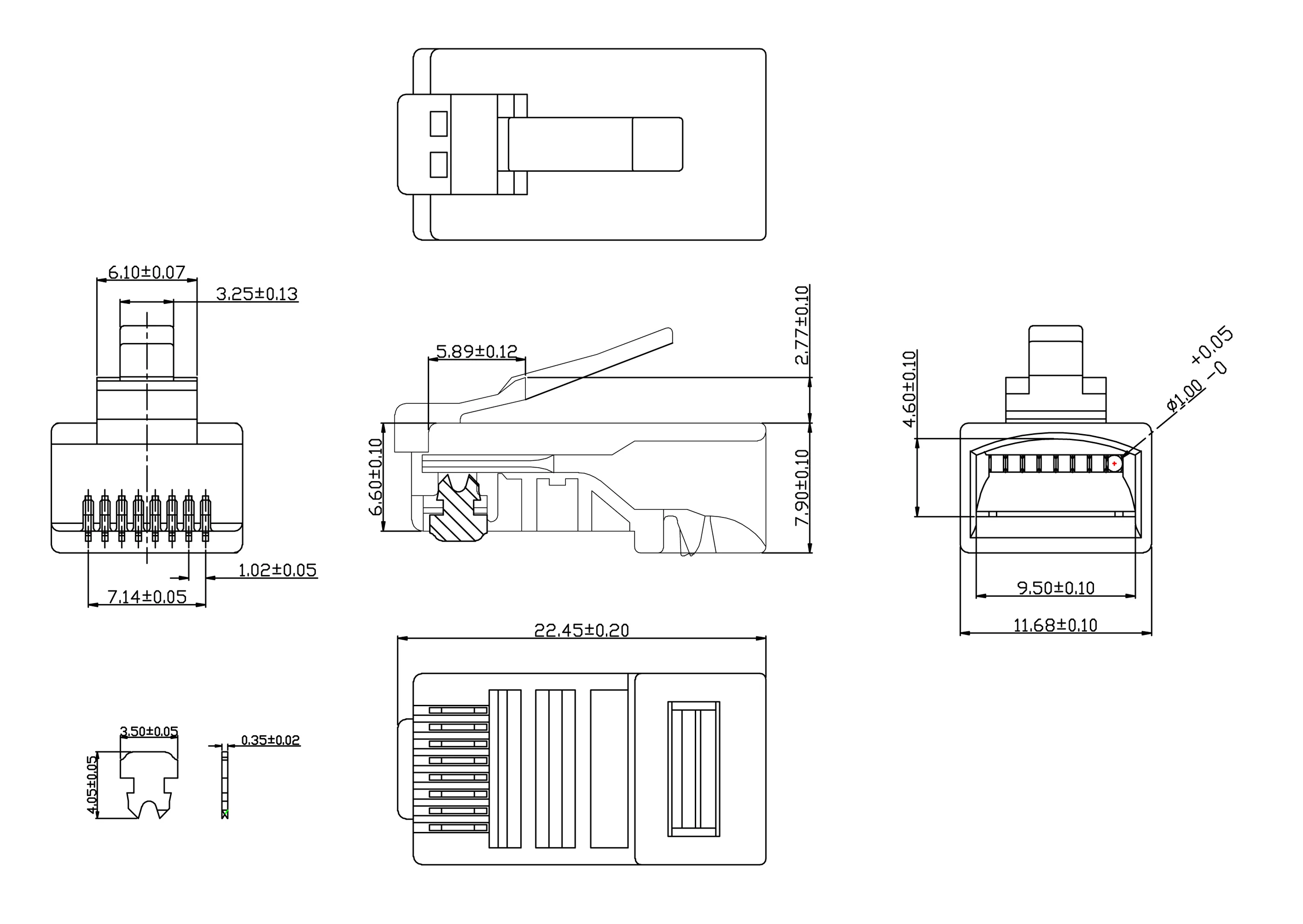 Разъем 8P8C Коннектор RJ-45 Cabeus (7009c)