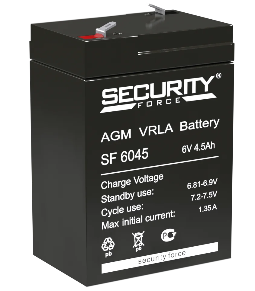 Аккумулятор Security Force SF 6045 AGM (6 В / 4,5 Ач)