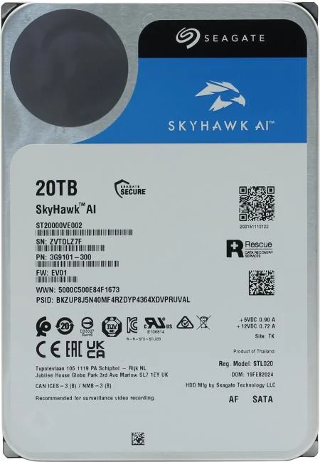 Жесткий диск HDD SEAGATE ST20000VE002, 20 ТБ, 256 МБ, 7200 об/мин