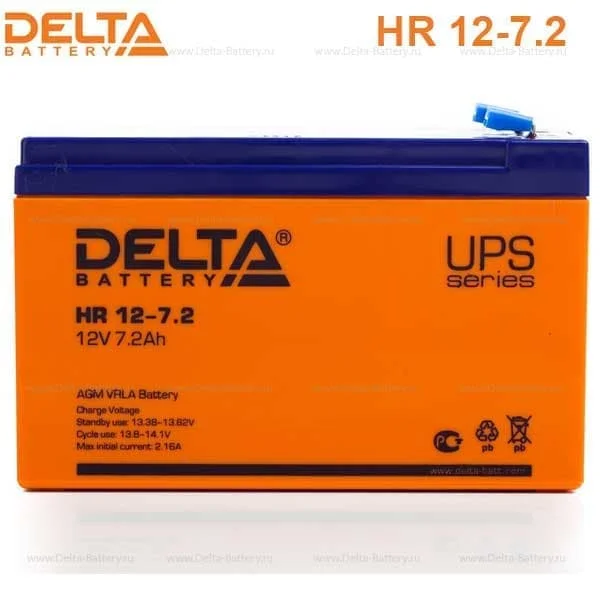 Аккумулятор Delta HR 12-7.2 AGM (12 В / 7,2 Ач)