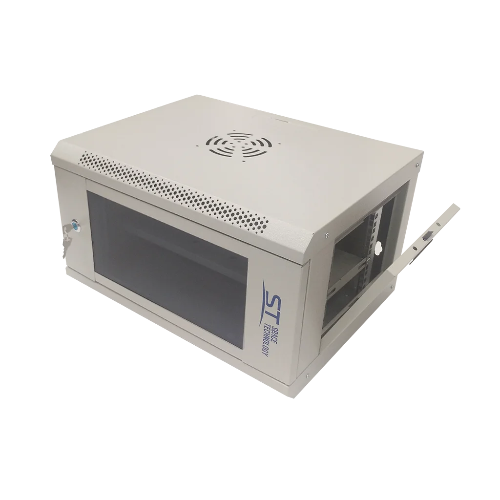 Space Technology ST-NC6U01 (СЕРЫЙ) С ПОЛКОЙ, (версия 2) Настенный 6U телекоммуникационный шкаф 19"