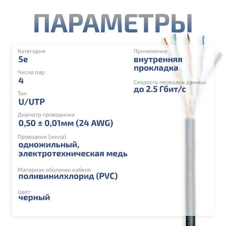 UTP-4P-Cat.5e-SOLID-BK (7252c)