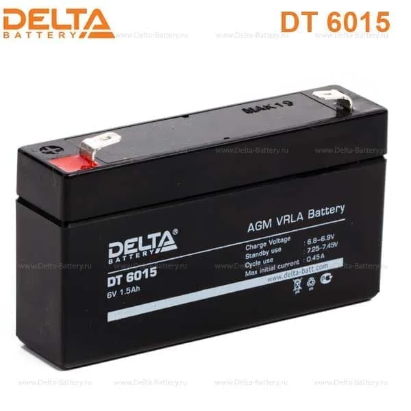 Аккумулятор Delta DT 6015 AGM (6 В / 1,5 Ач)
