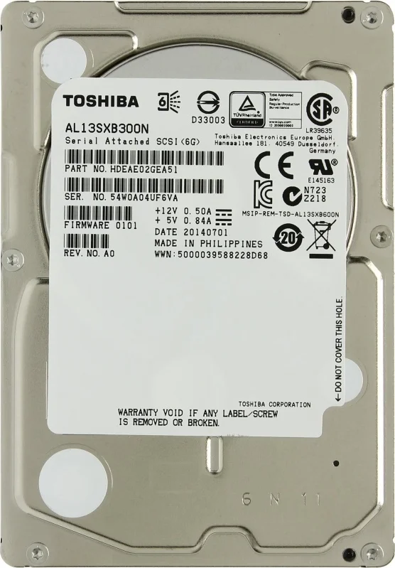 Жесткий диск HDD Toshiba AL13SXB300N, 300 ГБ, 64 МБ, 15000 об/мин