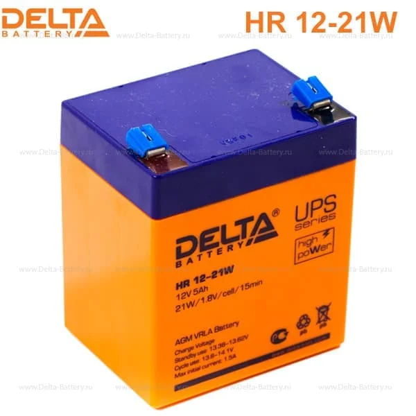Аккумулятор Delta HR 12-21 W AGM (12 В / 5 Ач)