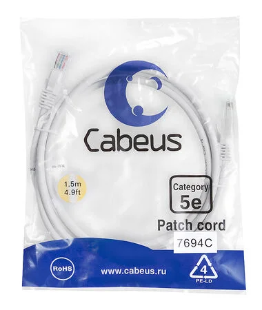 Патч-корд Cabeus PC-UTP-RJ45-Cat.5e-1.5m-WH (7694c)