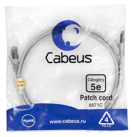 Патч-корд Cabeus PC-FTP-RJ45-Cat.5e-1.5m-LSZH (8871c)