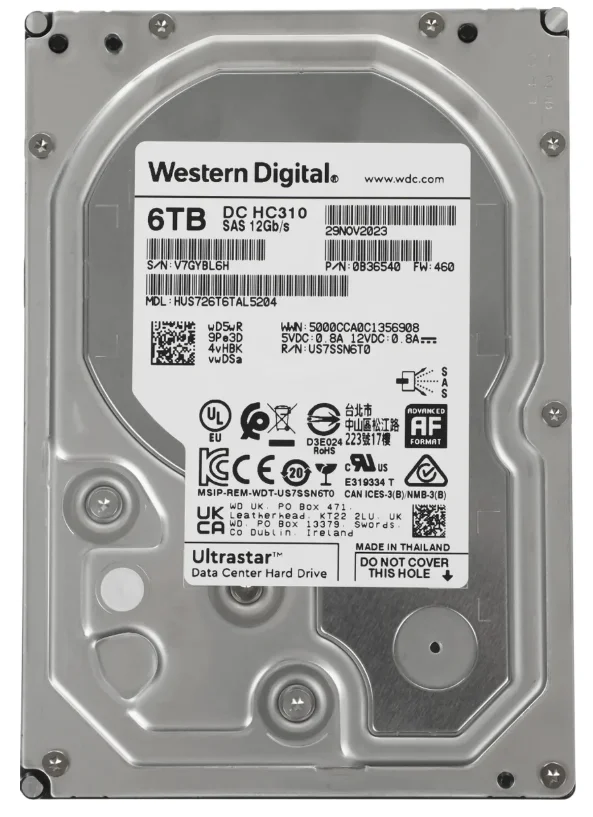Жесткий диск HDD Western Digital HUS726T6TAL5204, 6 ТБ, 256 МБ, 7200 об/мин