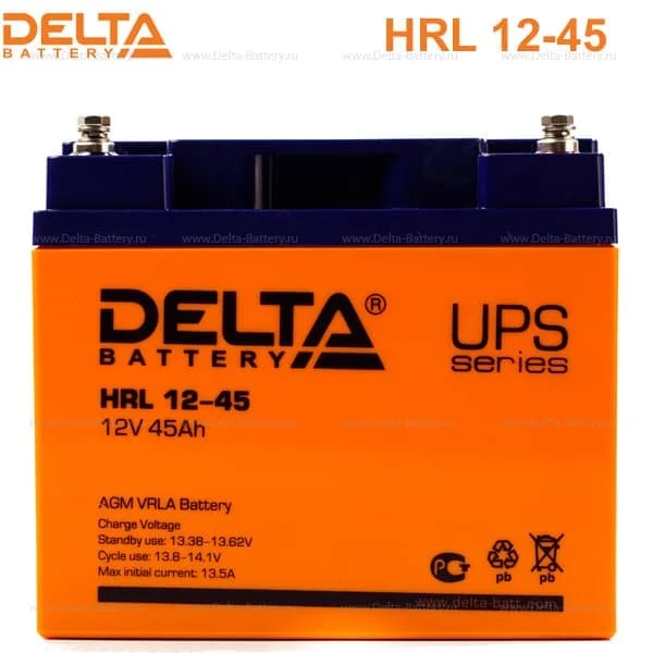 Аккумулятор Delta HRL 12-45 Х AGM (12 В / 45 Ач)