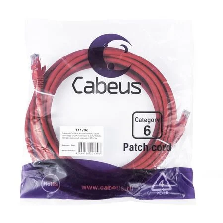 Патч-корд Cabeus PC-UTP-RJ45-Cat.6-5m-RD-LSZH (11179c)