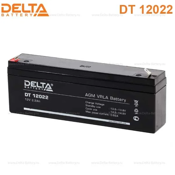 Аккумулятор Delta DT 12022 AGM (12 В / 2,2 Ач)