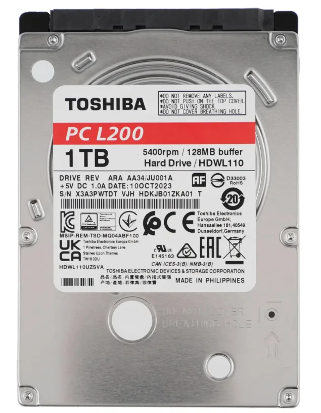 Жесткий диск HDD Toshiba HDWL110UZSVA, 1 ТБ, 128 МБ, 5400 об/мин