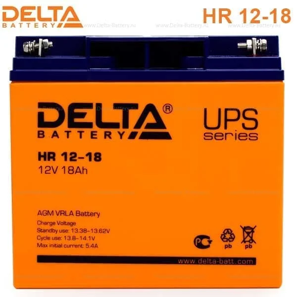 Аккумулятор Delta HR 12-18 AGM (12 В / 18 Ач)