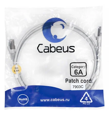 Патч-корд Cabeus PC-SSTP-RJ45-Cat.6a-2m-LSZH (7903c)