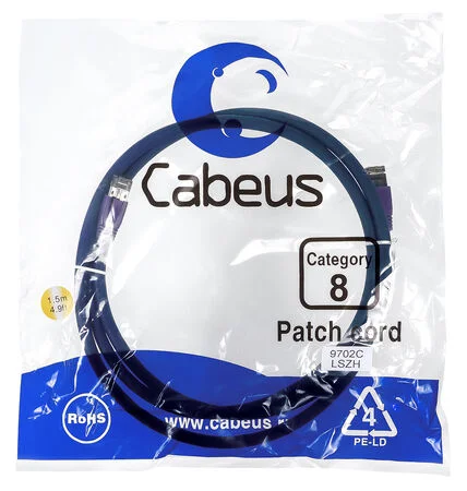 Патч-корд Cabeus PC-SSTP-RJ45-Cat.8-1.5m-LSZH (9702c)