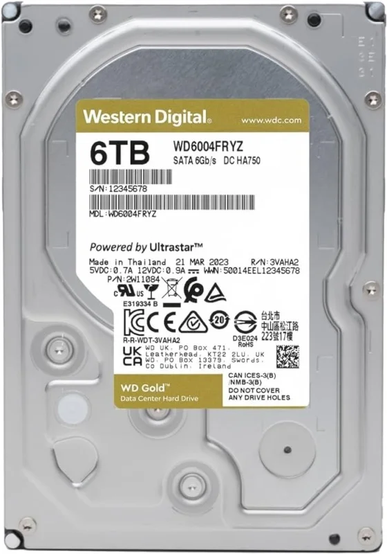 Жесткий диск HDD Western Digital WD6004FRYZ, 6 ТБ, 256 МБ, 7200 об/мин