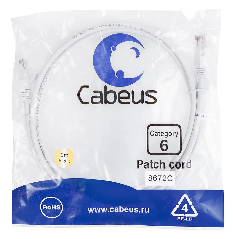 Патч-корд Cabeus PC-UTP-RJ45-Cat.6-3m-WH (8673c)