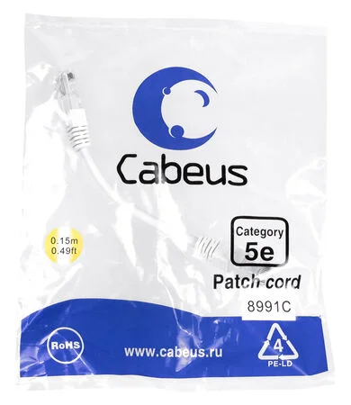 Патч-корд Cabeus PC-UTP-RJ45-Cat.5e-0.15m-WH-LSZH (9486c)