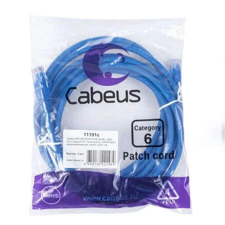 Патч-корд Cabeus PC-UTP-RJ45-Cat.6-3m-BL-LSZH (11191c)