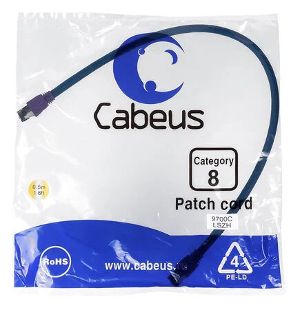 Патч-корд Cabeus PC-SSTP-RJ45-Cat.8-0.5m-LSZH (9700c)