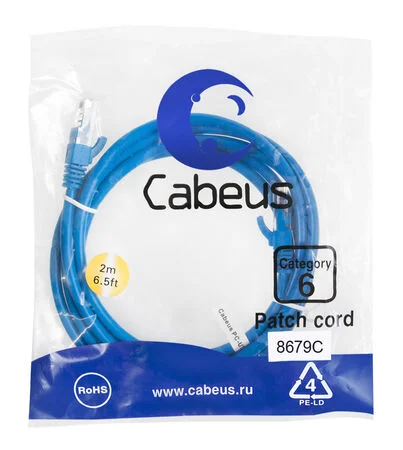 Патч-корд Cabeus PC-UTP-RJ45-Cat.6-2m-BL (8679c)
