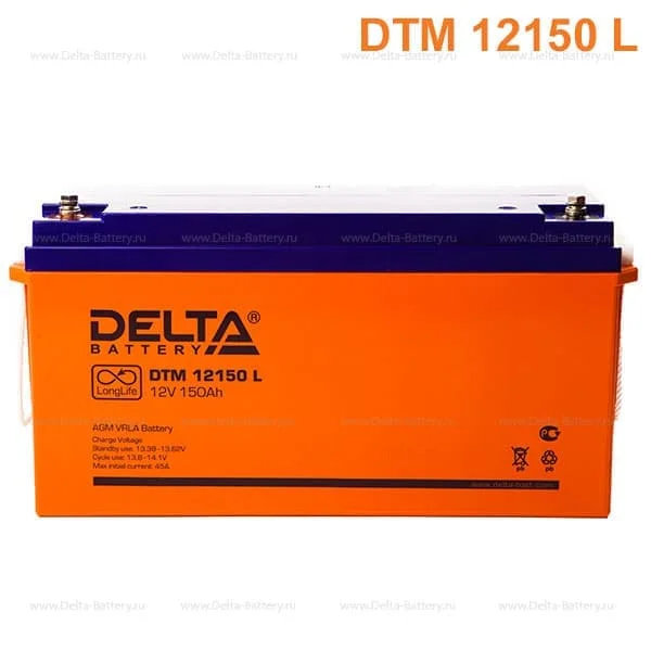 Аккумулятор Delta DTM 12150 L AGM (12 В / 150 Ач)