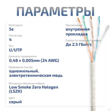 UTP-4P-Cat.5e-SOLID-LSZH-GY-LIGHT-100 (9996c-5)