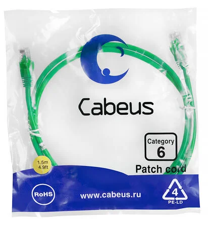 Патч-корд Cabeus PC-UTP-RJ45-Cat.6-1.5m-GN (8685c)