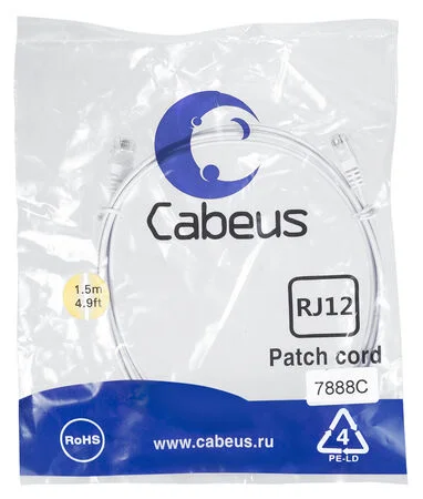 Патч-корд Cabeus PC-TEL-RJ12-1.5m (7888c)