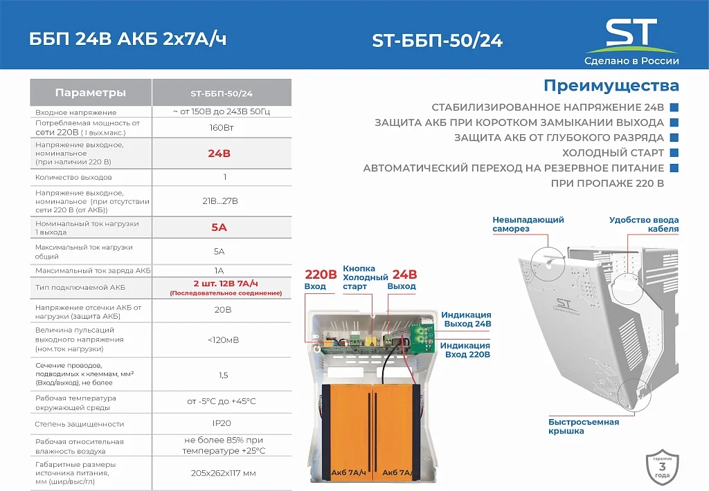 Источники бесперебойного питания Space Technology ST-ББП-50/24 ЧЕРНЫЙ