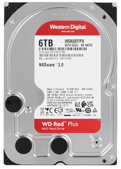 Жесткий диск HDD Western Digital WD60EFPX, 6 ТБ, 256 МБ, 5400 об/мин