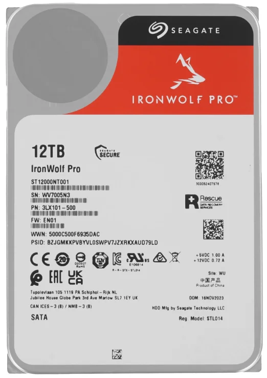 Жесткий диск HDD SEAGATE ST12000NT001, 12 ТБ, 256 МБ, 7200 об/мин