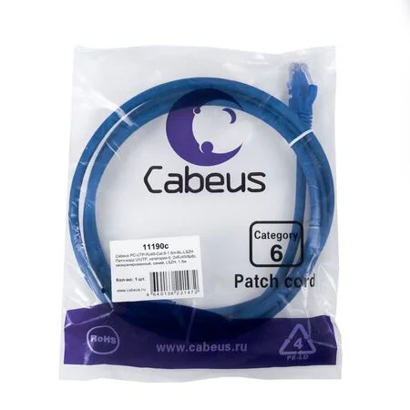 Патч-корд Cabeus PC-UTP-RJ45-Cat.6-1.5m-BL-LSZH (11190c)