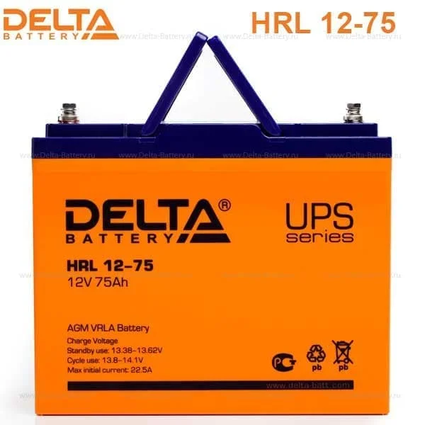 Аккумулятор Delta HRL 12-75 Х AGM (12 В / 75 Ач)