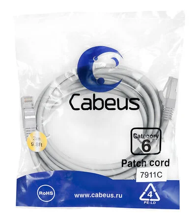 Патч-корд Cabeus PC-FTP-RJ45-Cat.6-3m-LSZH (7911c)