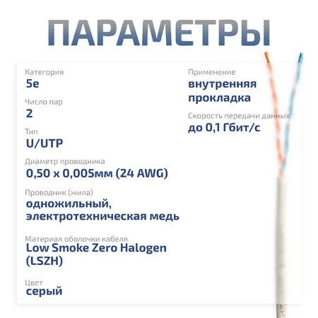 UTP-2P-Cat.5e-SOLID-LSZH-GY-100 (11063c-5)