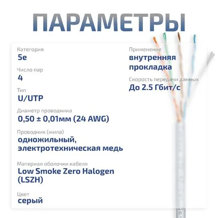 UTP-4P-Cat.5e-SOLID-LSZH-GY-100 (9776c-5)