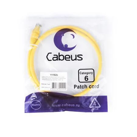 Патч-корд Cabeus PC-UTP-RJ45-Cat.6-1m-YL-LSZH (11162c)