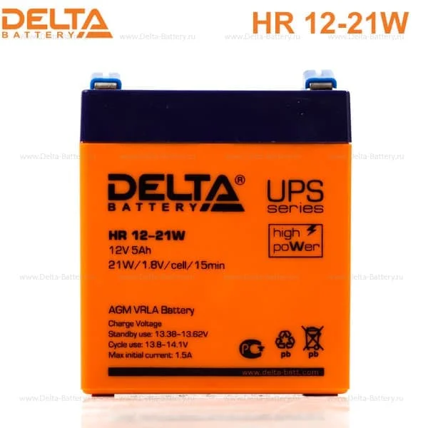 Аккумулятор Delta HR 12-21 W AGM (12 В / 5 Ач)